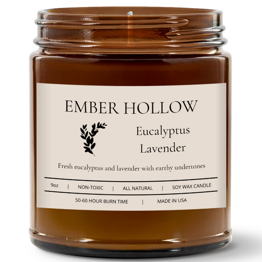 Eucalyptus Lavender – Hand-Poured 100% Soy Wax Candle (Home Collection)