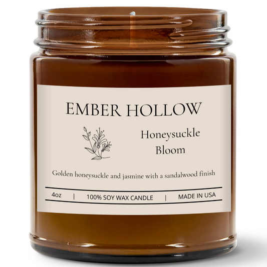 Honeysuckle Bloom – Hand-Poured 100% Soy Wax Candle (Home Collection)