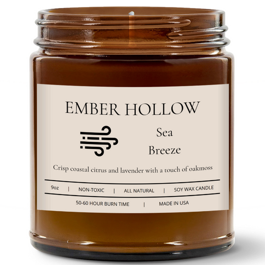 Sea Breeze – Hand-Poured 100% Soy Wax Candle (Home Collection)