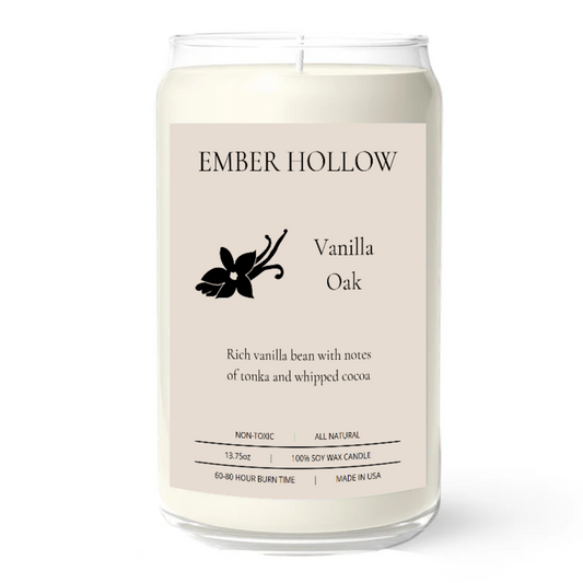 Vanilla Oak – Hand-Poured 100% Soy Wax Candle (Spa Collection) 13.75oz