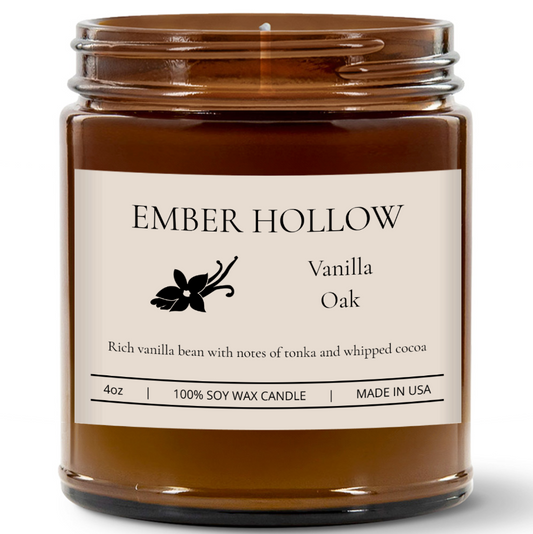 Vanilla Oak – Hand-Poured 100% Soy Wax Candle (Home Collection)